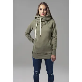 Dámská mikina Dámské dlouhé olivové logo s kapucí Urban Classics šedá 2538636