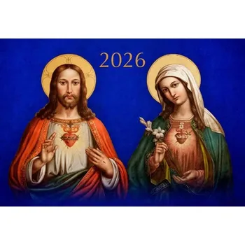 Obraz Třídílný kalendář - Srdce Ježíšovo, Srdce Mariino 2026