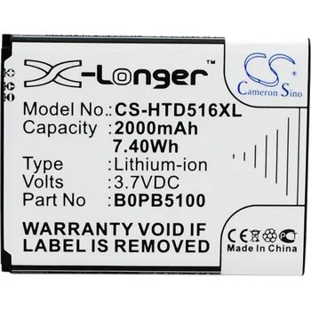Baterie pro mobilní telefon Baterie Cameron Sino CS-HTD516XL, Li-Ion, 2000