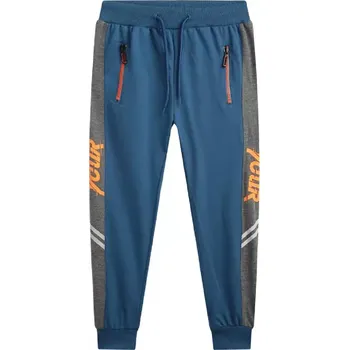 Chlapecké tepláky Kugo MT1613 petrolejové / šedý pruh