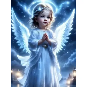 Diamantové malování Diamantové malování - Andělíček (40x50) + perleťové kamínky