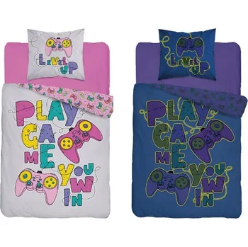 Povlečení Povlečení svítící ve tmě 140x200 Herní podložky šedá růžová 3585 B Detex