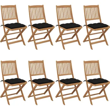 Skládací zahradní židle s poduškami 8 ks masivní akácie - 8720286460252