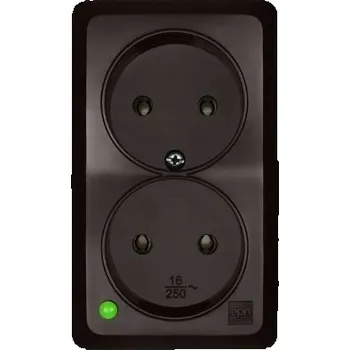 Elektrická zásuvka BERG Dvojitá zásuvka nástěnná 2x2P 16A hnědá 3744-05