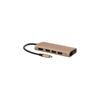 LMP mini Dock, 4K HDMI, 3x USB 3.0, Ethernet, SD/MicroSD, USB-C nabíjecí adaptér, zlatý - 18950