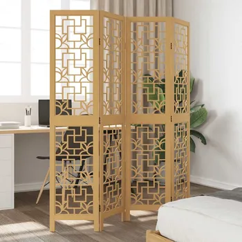 Paraván Paraván 4dílný hnědý masivní dřevo pavlovnie - 8721012075627