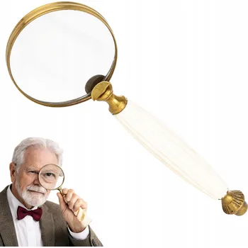 Obraz Ruční lupa dekorativní do kanceláře retro stylová bílo-zlatá