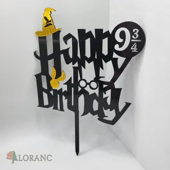 Party dekorace Loranc Plastový zápich na dort Happy Birthday - Harry Potter