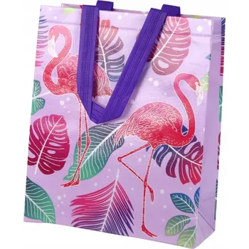 Dárková taška PAPÍROVÁ TAŠKA DÁRKOVÁ PLAMEŇÁCI FIALOVÁ VELKÁ