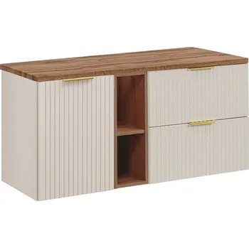 Závěsná skříňka Adele Cashmere II s deskou 120 cm kašmírová/dub wotan