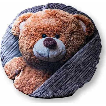 Dekorativní polštářek Dětský Polštářek Dekorační kulatý tvar potisk Medvídek detex