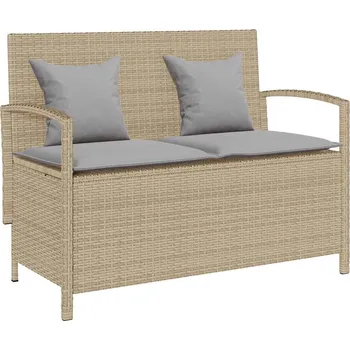 Zahradní lavice zahradní úložná lavice s béžová polyratanovým polštářem - 8721158666604