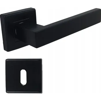 Dveřní kování Interiérová klika Si apre Čtvercová rozeta, Klika se štítem s otvorem pro klíč