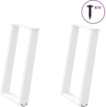 Jídelní stůl Nohy k jídelnímu stolu ve tvaru U, 2 ks, bílé, 50 x (72-73) cm, ocel - 8721158314451