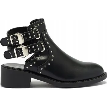 Dámská zimní obuv A406 BLACK M ČERNÉ DÁMSKÉ KOTNÍKOVÉ BOTY S VÝŘEZY 36