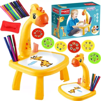 Hračka pro nejmenší Projekční kreslicí stolek žirafa s fixy WOOPIE