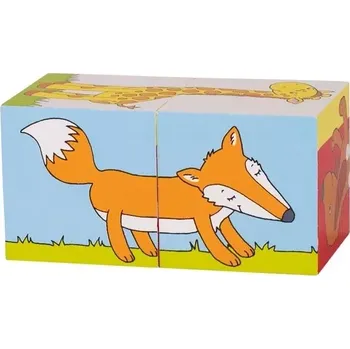 Dřevěná hračka Goki Kostky obrázkové 2 ks Zvířátka