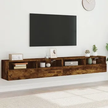 Televizní stolek Nástěnné TV skříňky 2 ks kouřový dub 100 x 30 x 30 cm kompozit - 8721012254756