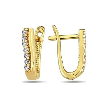 Náušnice Náušnice ze žlutého zlata se zirkony NA1838F + DÁREK ZDARMA