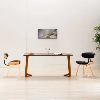 Jídelní židle Jídelní židle 2 ks černé ohýbané dřevo a umělá kůže - 8719883666327