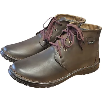 Pánské polobotky D 750/Z - 11 zateplené pánské zdravotní kožené boty na šněrování i zip; hnědá barva 46