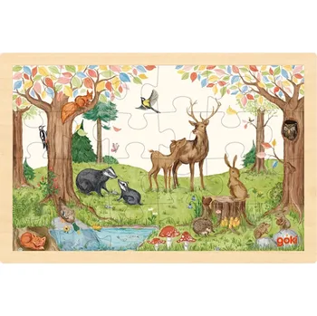 Goki dřevěné puzzle lesní zvířátka 24 dílků