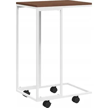 Konferenční stolek Bílý a hnědý odkládací stolek C 40 x 30 x 63,5 cm s kolečky