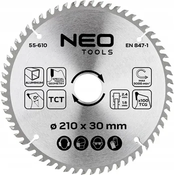 Pilový kotouč Kotouč na pilu, vidiový, 210 x 30 mm, 100 zubů, na hliník, NEO TOOLS