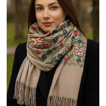 Šála Agrafka šála béžová 180 cm - dámská