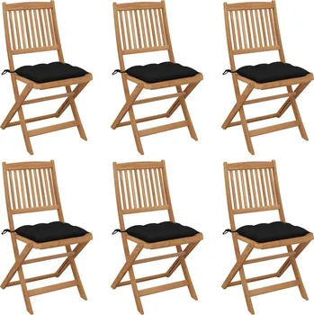 Skládací zahradní židle s poduškami 6 ks masivní akácie - 8720286459980