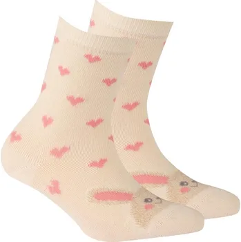 Dívčí ponožky se vzorem WOLA ZAJÍČEK krémové Velikost: 30-32