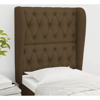 Čelo postele typu ušák tmavě hnědé 83 x 23 x 118/128 cm textil - 8720287261339
