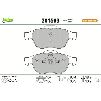 Brzdová destička Sada brzdových destiček, kotoučová brzda VALEO 301566