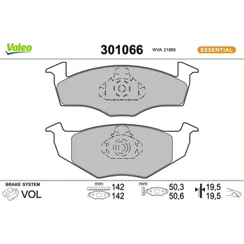 Brzdová destička Sada brzdových destiček, kotoučová brzda VALEO 301066