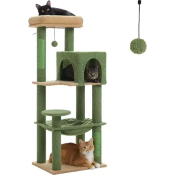 KOČIČÍ STROM - stabilní, 5 patrový (113 cm) Barva: zelená (AMT0110GN-S)