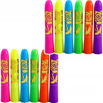 kreativní sada SADA NA MALOVÁNÍ OBLIČEJE FIXY PASTELKY NEONOVÉ UV FLUORESCENČNÍ 12 KS