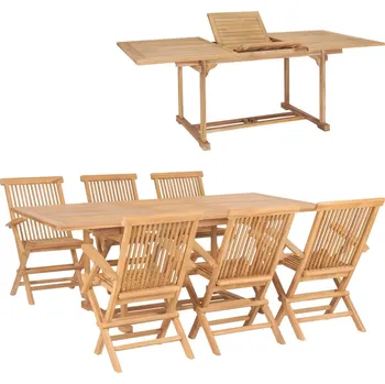Zahradní sestava 7dílný zahradní jídelní set 150–200 x 100 x 75 cm teakové dřevo - 8718475708063
