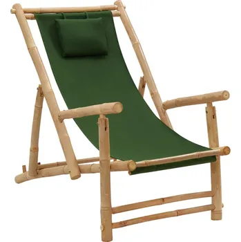 Zahradní lehátko Lehátko bambus a plátno zelené - 8720286849378