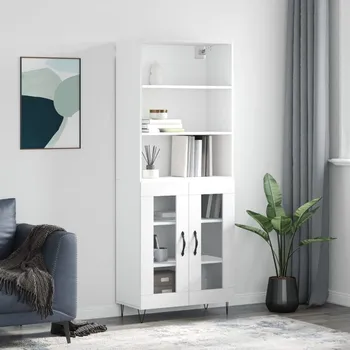 Příborník do zásuvky Skříň highboard bílá 69,5 x 34 x 180 cm kompozitní dřevo - 8720845926762
