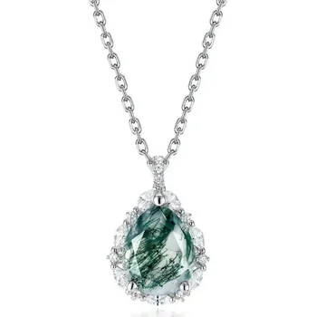 Řetízek Olivie Stříbrný náhrdelník MECHOVÝ ACHÁT 7763 Ag 925; ≤2,9 g.