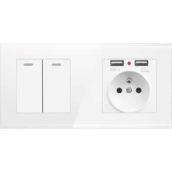 vypínač Dvojitý Schodišťový/křížový vypínač plus zásuvka s dvěma USB vstupy