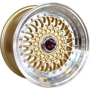 Alu kolo Alu kola Racing Line BY479, 14x6.5 4x100 ET35, zlatá + leštěný límec