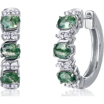 Náušnice Olivie Stříbrné náušnice MECHOVÝ ACHÁT 9558 Ag 925; ≤3,9 g.