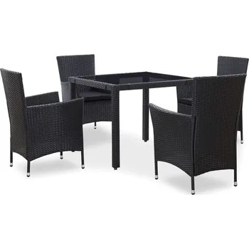 Zahradní sestava 5dílný zahradní jídelní set polyratan černý - 8719883784885