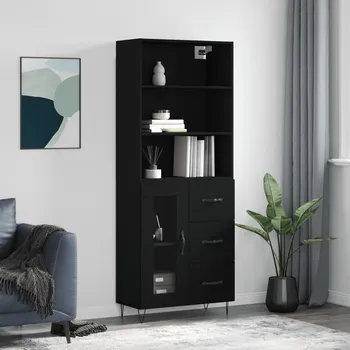 Příborník do zásuvky Skříň highboard černá 69,5 x 34 x 180 cm kompozitní dřevo - 8720845928698