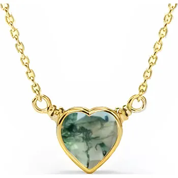 Řetízek Olivie Stříbrný náhrdelník MECHOVÝ ACHÁT GOLD 9548 Ag 925; ≤2,5 g.