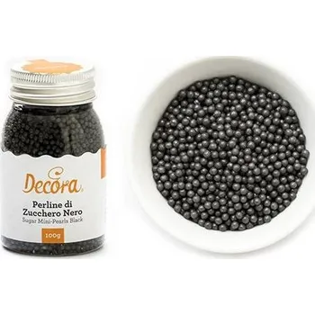 Jedlá dekorace na dort 100 g malé cukrové perličky černé - Decora