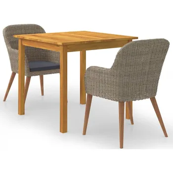 Zahradní sestava 3dílný zahradní jídelní set hnědý - 8720286337776