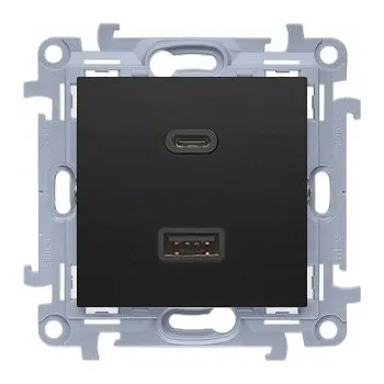 Elektrická zásuvka USB zásuvka do zdi Kontakt-simon černá