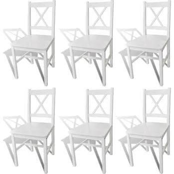 Jídelní židle Jídelní židle 6 ks bílé borové dřevo - 8718475914099